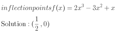 The inflection points of f(x)=2x^3-3x^2+x are (1/2 ,0)